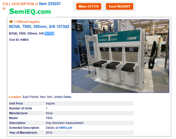 Nova T600 Xray thickness measurement