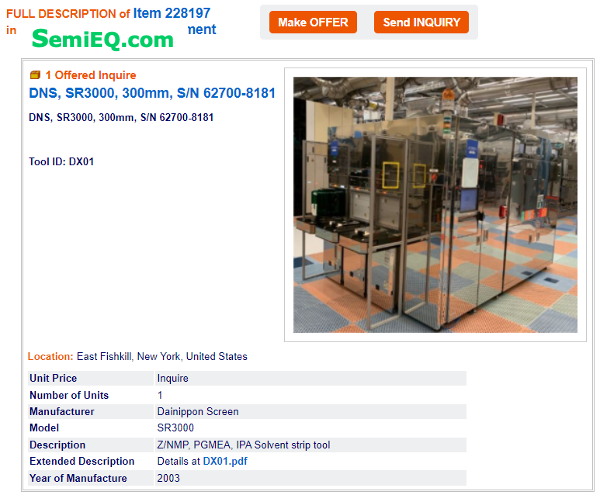 SCREEN SR-3000 Z/NMP, PGMEA, IPA Solvent strip too