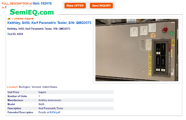 Keithely S-425 Kerf Parametric Tester